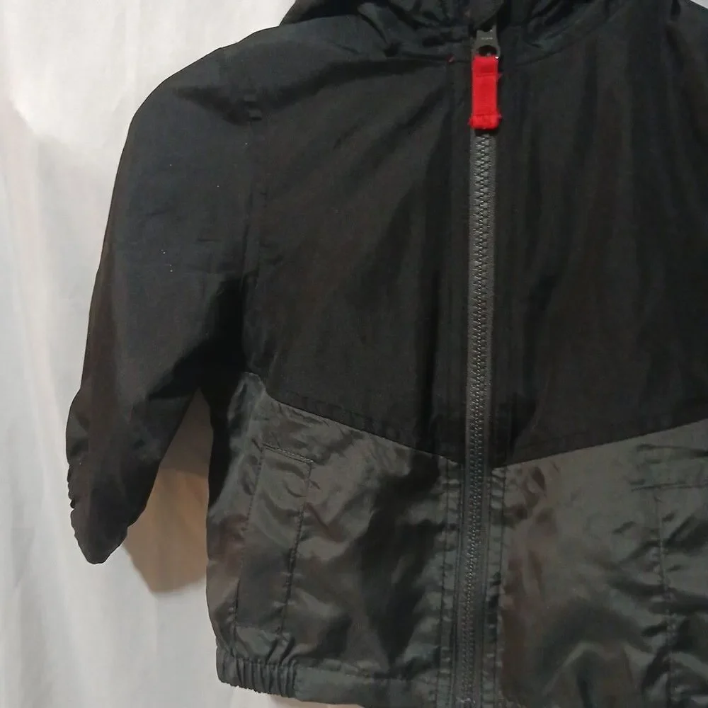 Carter's Toddler Boys Water Resistant Mesh Lined Hooded Jacket Black Gray 12 M